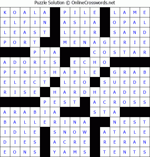 Solution for Crossword Puzzle #87353