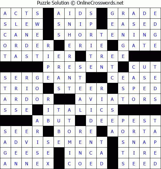 Solution for Crossword Puzzle 88015