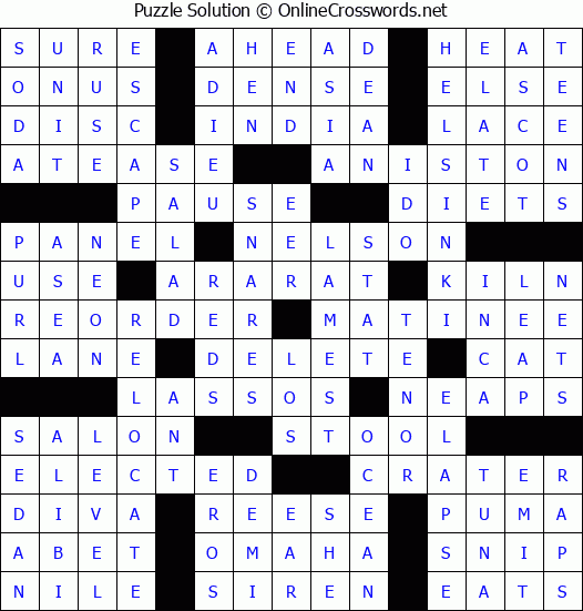 Solution for Crossword Puzzle #88863