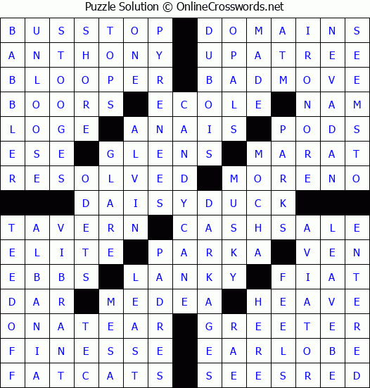 Solution for Crossword Puzzle #8948