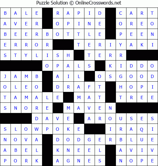 Solution for Crossword Puzzle #8969